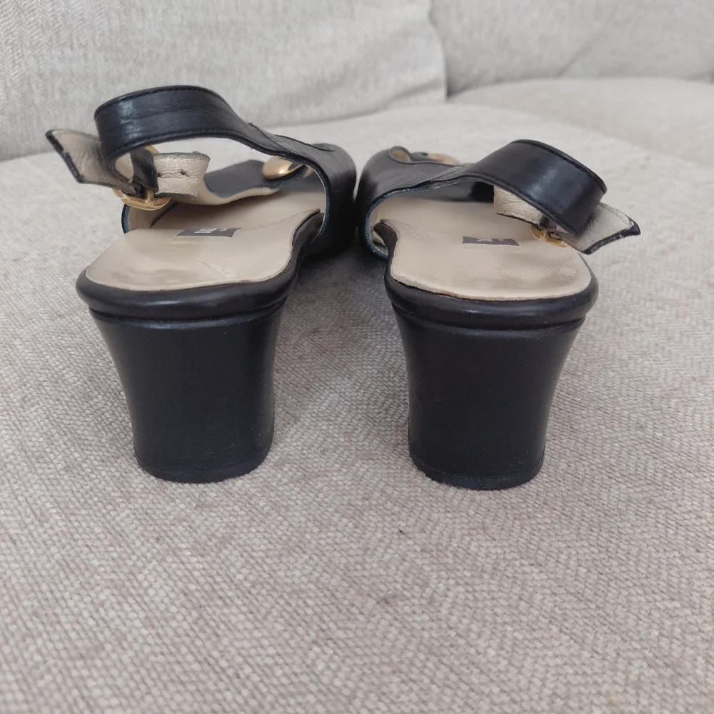 Bally Black and Gold Flats with Slingback Design
